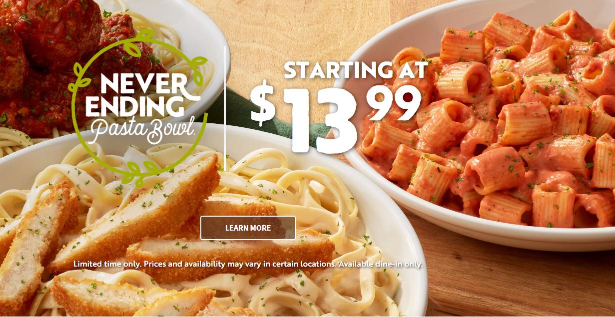 Never Ending Pasta Bowl from Olive Garden