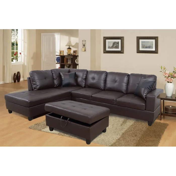 Goessel 3 Piece Vegan Leather Sectional
