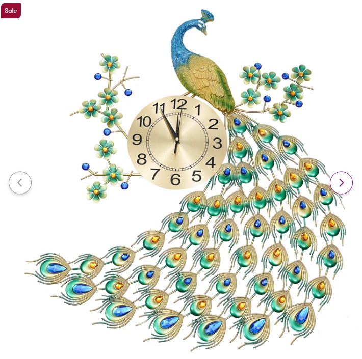 Modern Antique Wall Clock Peacock Shape