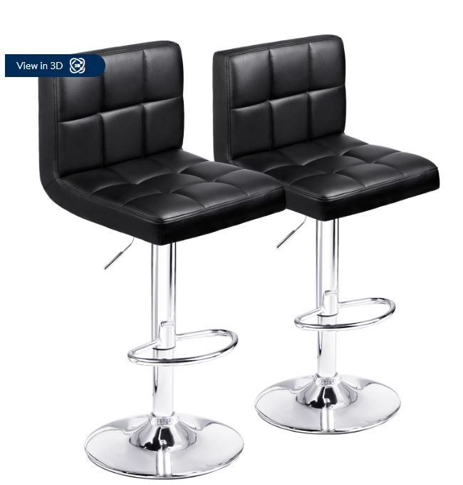 Homall Bar Stools Set of 2 Modern PU Leather Hydraulic Kitchen Counter