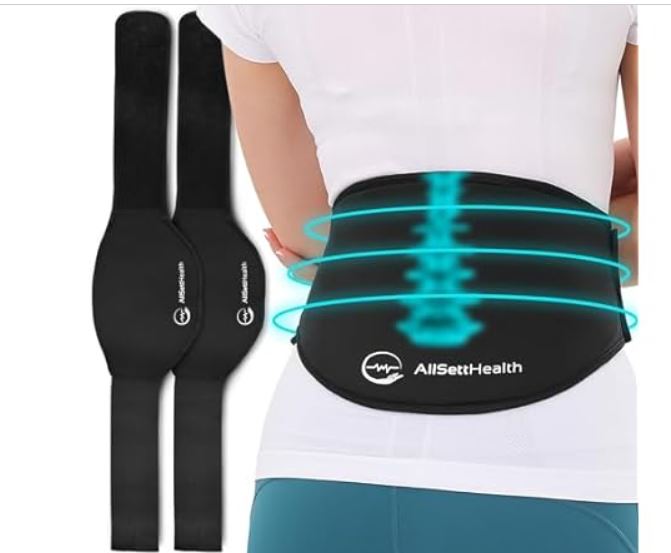 (2 Pack) Adjustable Lower Back Pain Wrap for Hot and Cold Therapy