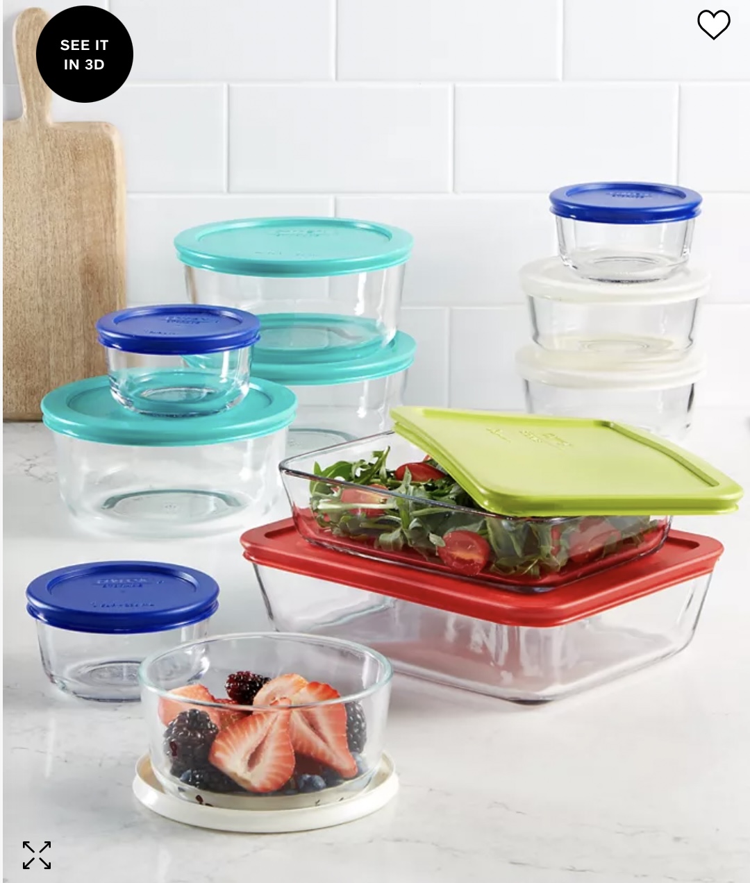 PYREX 22 Piece Food Storage Container Set, Created for Macy’s
