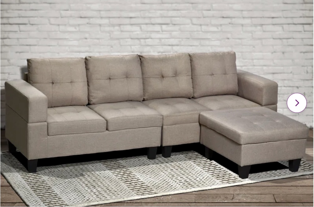 98″ Wide Modular Sofa & Chaise with Ottoman