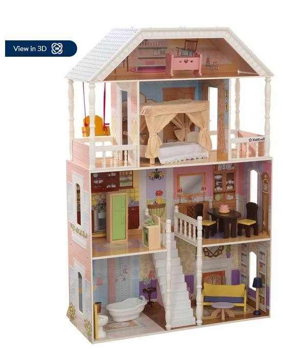KidKraft Savannah Wooden Dollhouse with Porch Swing and 14 Accessories