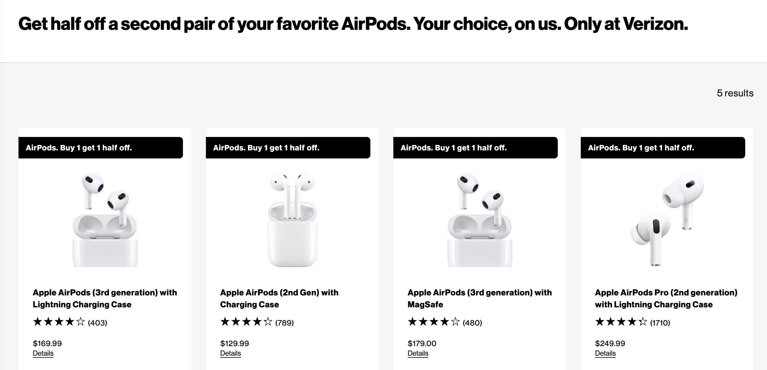 Verizon Buy One, Get One 50 Off AirPods