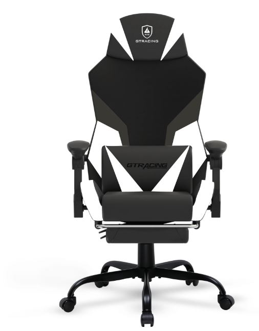 GTRACING Mesh & Faux Leather Office Gaming Chair with Footrest, White