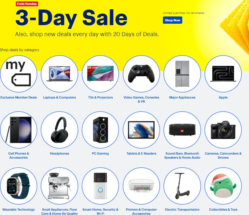 BestBuy 3 day sale on electronics.