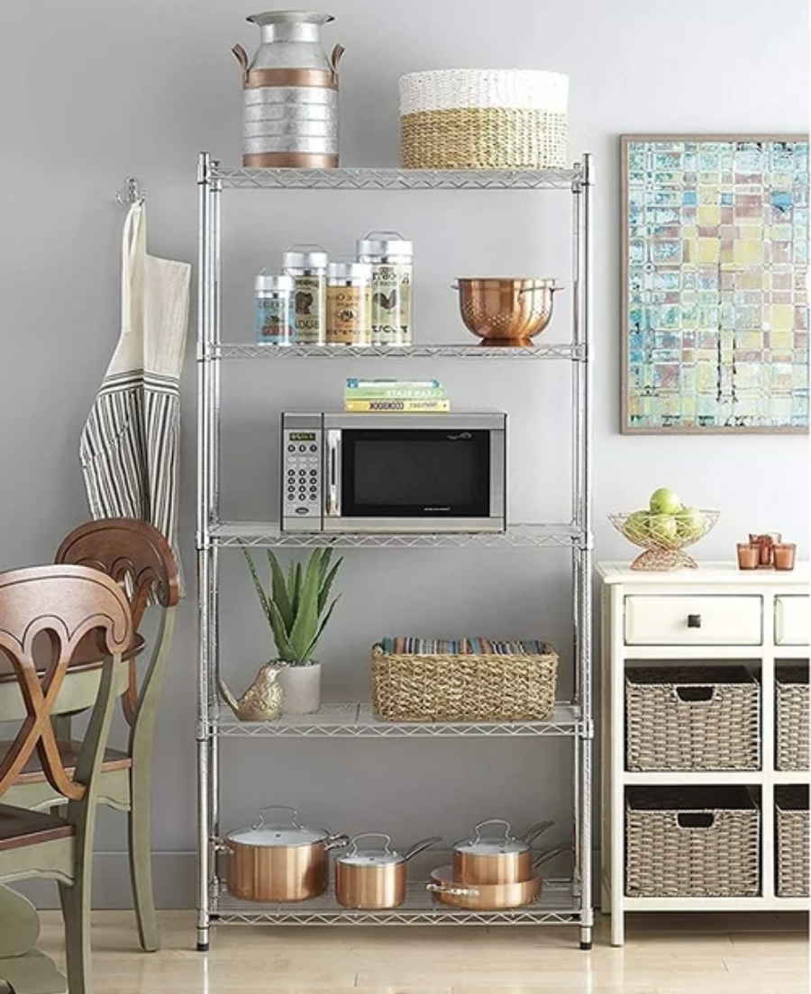 5Tier Wire Shelving Unit, Steel Storage Rack for Office Kitchen 30″ W