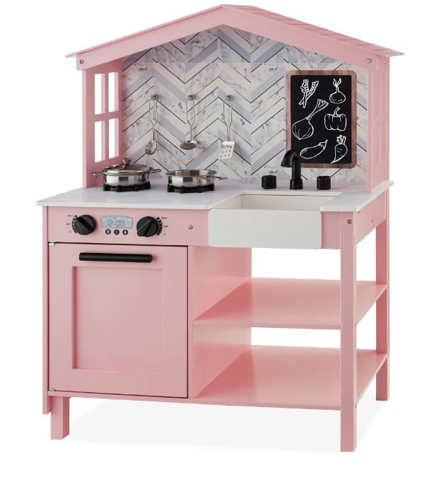 Best Choice Products Farmhouse Play Kitchen Toy for Kids w/ Chalkboard