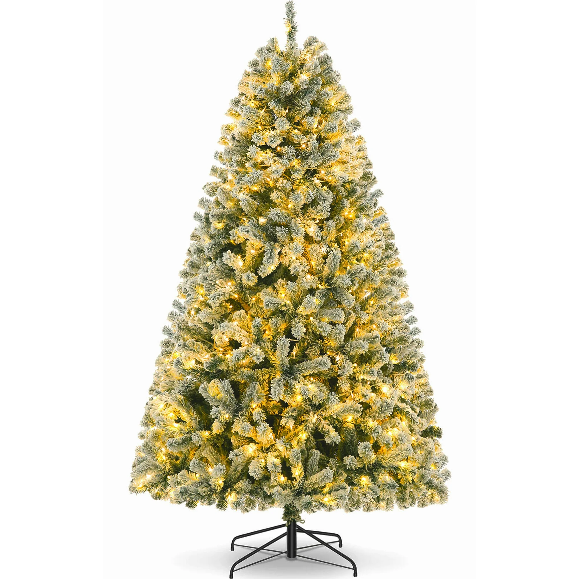 Funcid 6Ft Prelit Christmas Trees, Snow Flocked Artificial Christmas