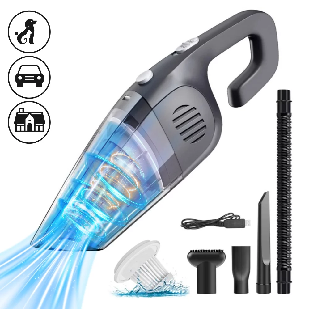 Portable Car Vacuum 120W Handheld Vacuum Cordless Hand Vacuum Powerful Vacuum Cleaner Multi