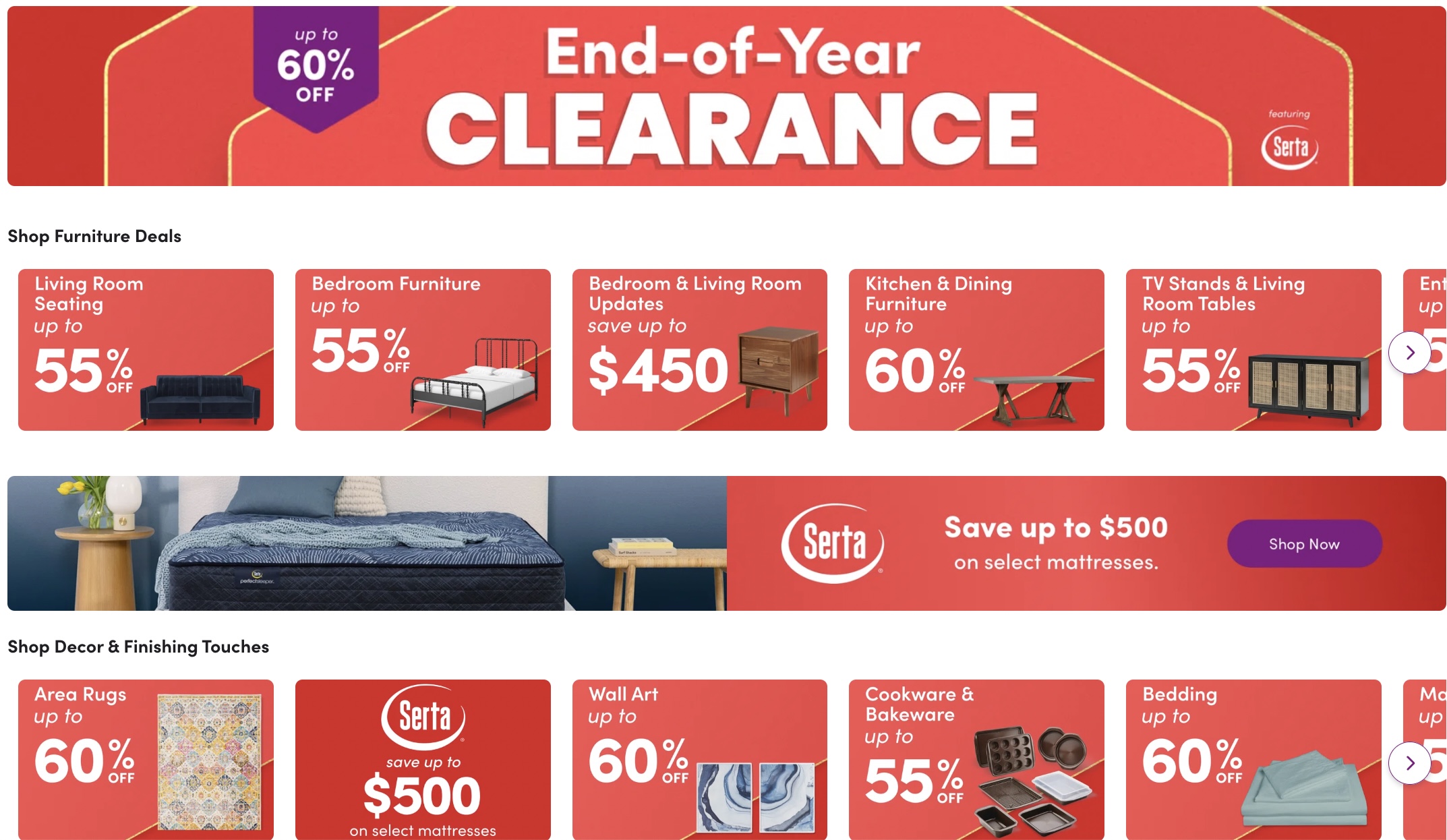 Wayfair Up to 60 Off Clearance (Endofyear clearance