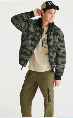 Camo Hooded Bomber Jacket