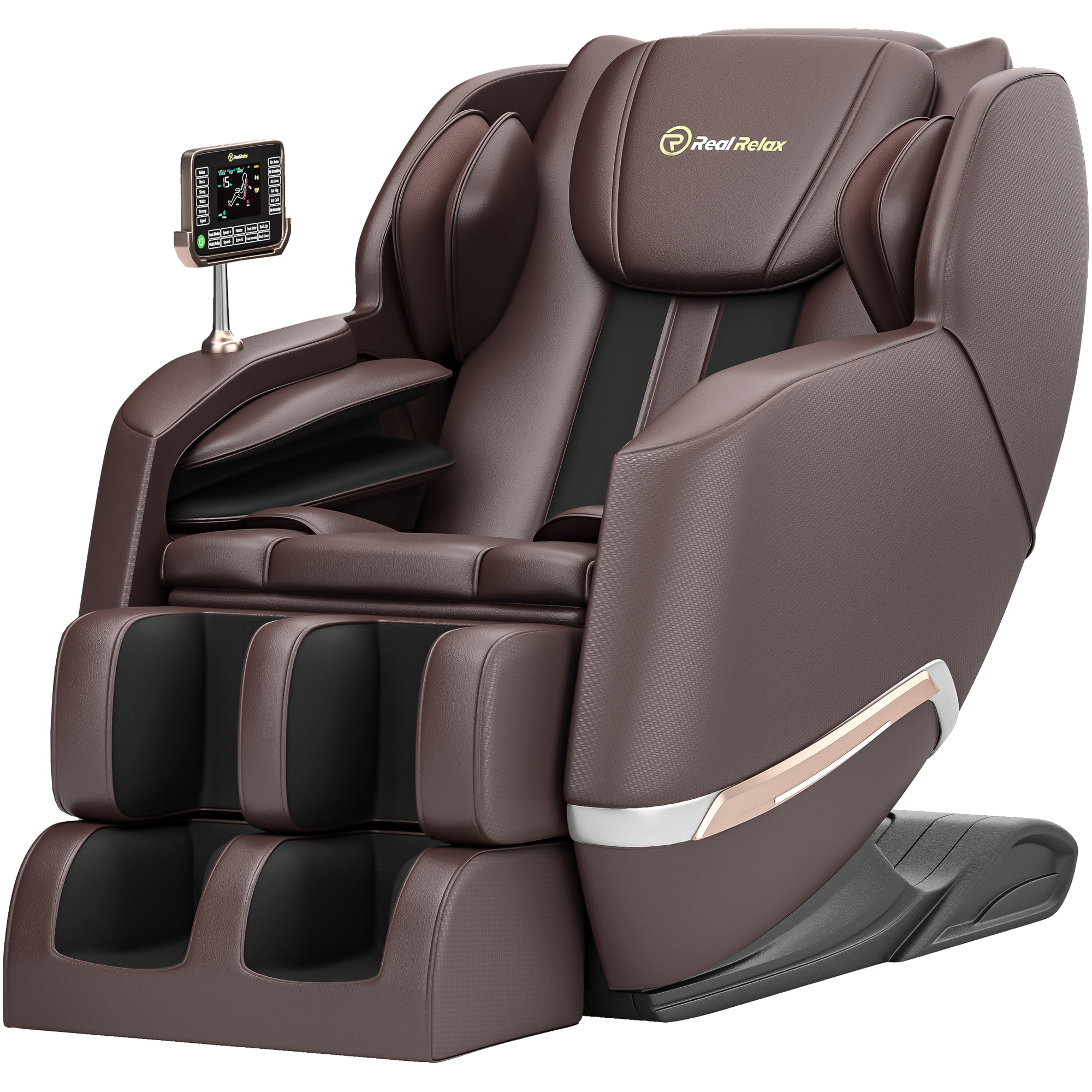 Real Relax Full Body Zero Gravity Shiatsu Recliner Electric Massage Chair, Brown