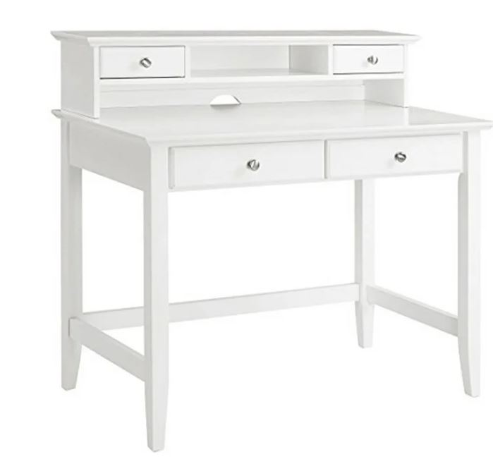 Campbell Writing Desk with Hutch in White Finish