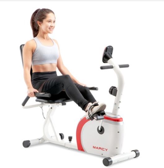 Marcy Recumbent Exercise Bike with Magnetic Resistance and Pulse Sensor NS-908R