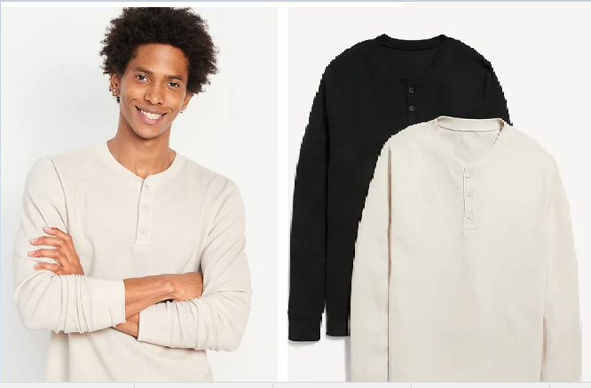 Old Navy Waffle-Knit Built-In Flex Henley T-Shirt 2-Pack for Men