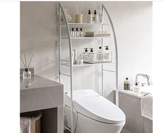 Fit Right 3-Shelf Bathroom Organizer Over The Toilet Storage, 27”L x 10”W x 66”H (White)