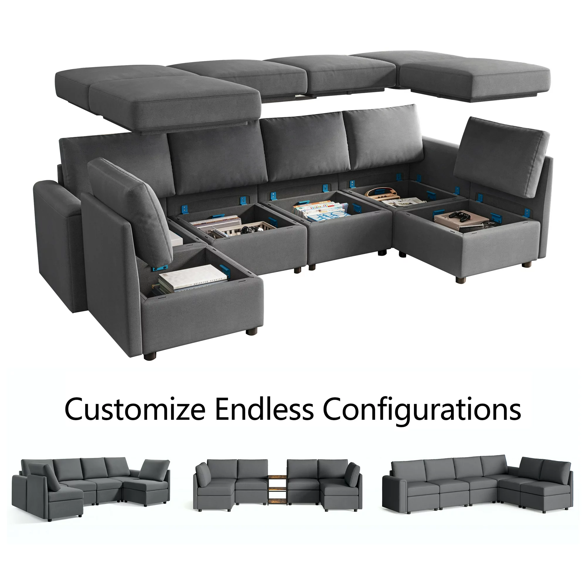 LINSY HOME Modular Couches and Sofas Sectional with Storage Sectional