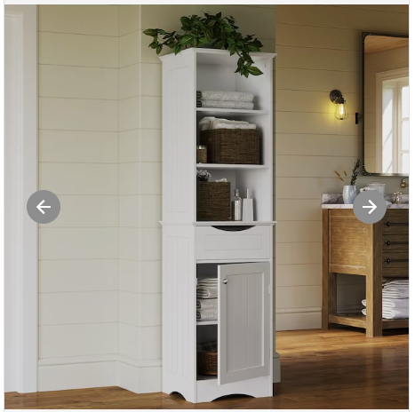 RiverRidge Ashland 16.54-in x 60.04-in x 13.39-in White Freestanding Linen Cabinet