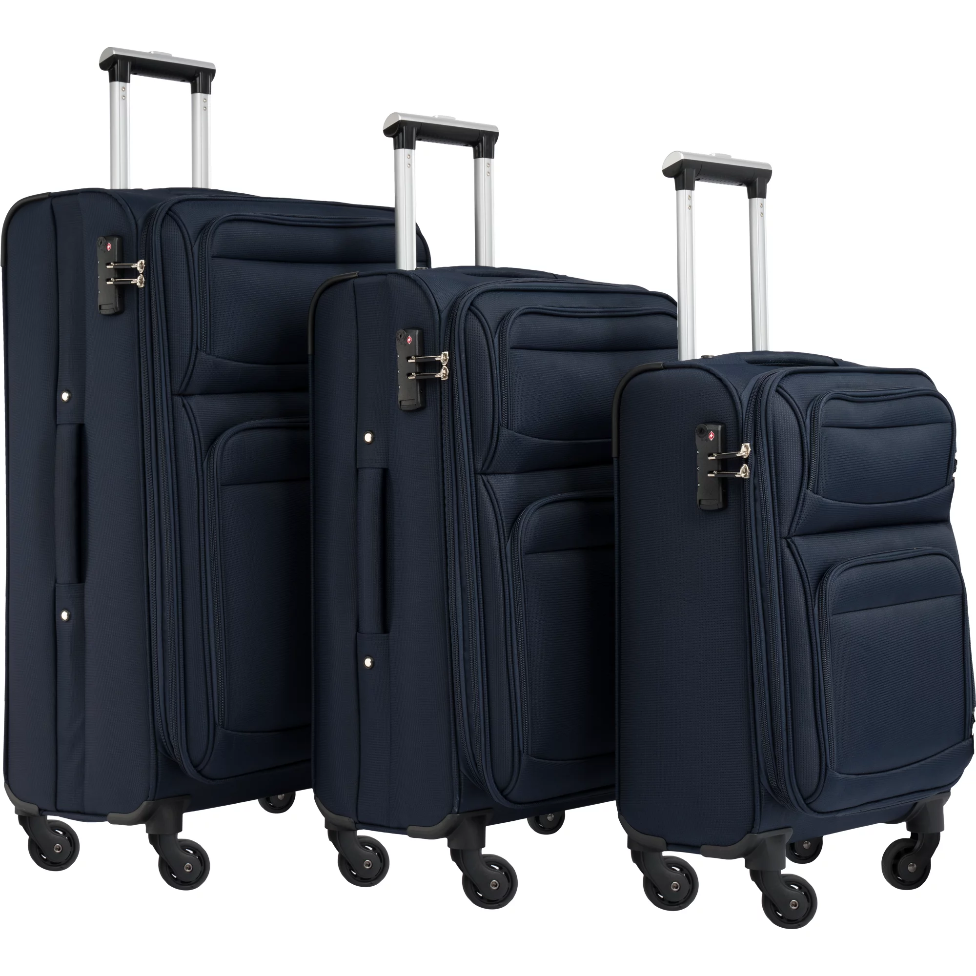 Paproos 3 Piece Softside Luggage Set, 22in 26in 30in 3 in 1 Oxford Fabric Carry on Softshell Suitcases Set, Expandable Suitcase with Spinner Wheel, Lightweight Luggage Set for Travel, Navy Blue