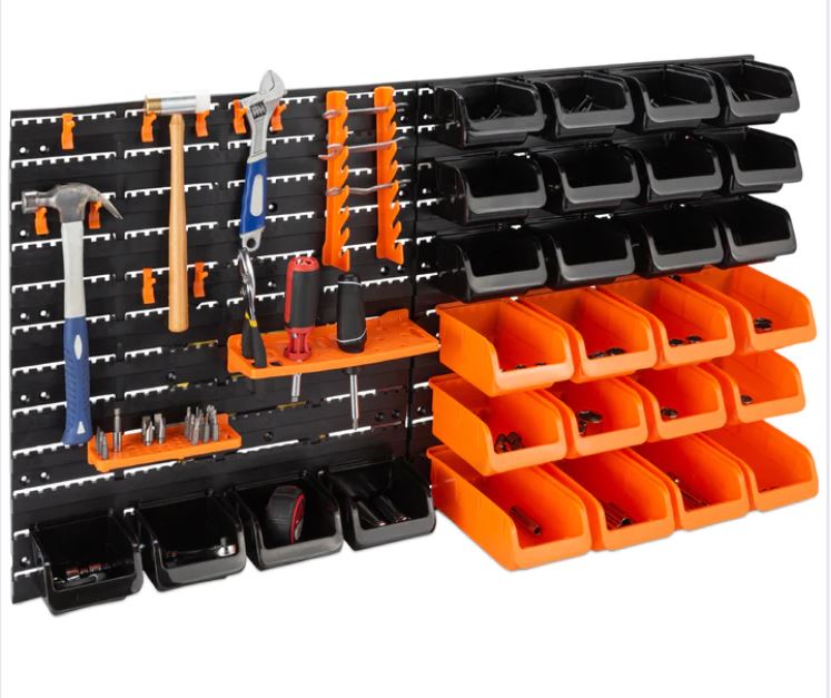 44-Piece Wall Mounted Garage Storage Rack, Tool Organizer – 38×21.25in
