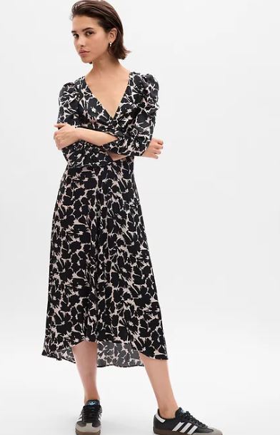 Ruched Satin Midi Dress