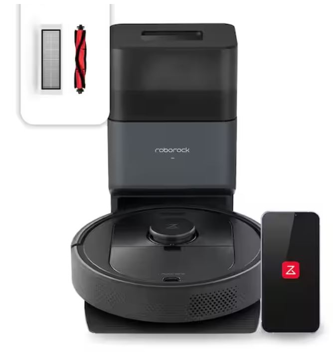 Q5 Plus Robotic Vacuum with LIDAR Navigation, Self-Emptying, 2700Pa Suction, Washable Filter, Multi surface in Black