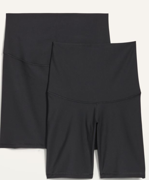 Maternity 2-Pack Full Panel & Postpartum Support PowerSoft Biker Shorts — 8-inch inseam