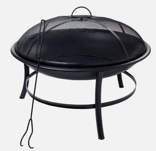Mainstays MSF330000355571 26” Round Iron Outdoor Wood Burning Fire Pit, Black