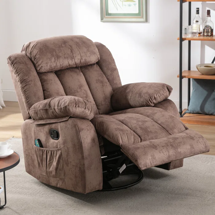35″ Wide Compact Swivel Rocker with Heat and Massage Durable Lounge Chair