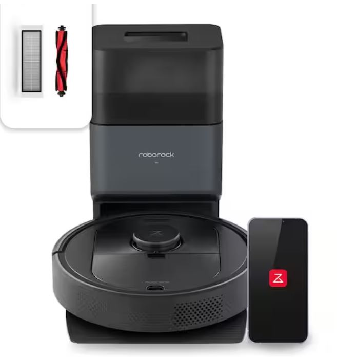 Q5 Plus Robotic Vacuum with LIDAR Navigation, Self-Emptying, 2700Pa Suction, Washable Filter, Multi surface in Black