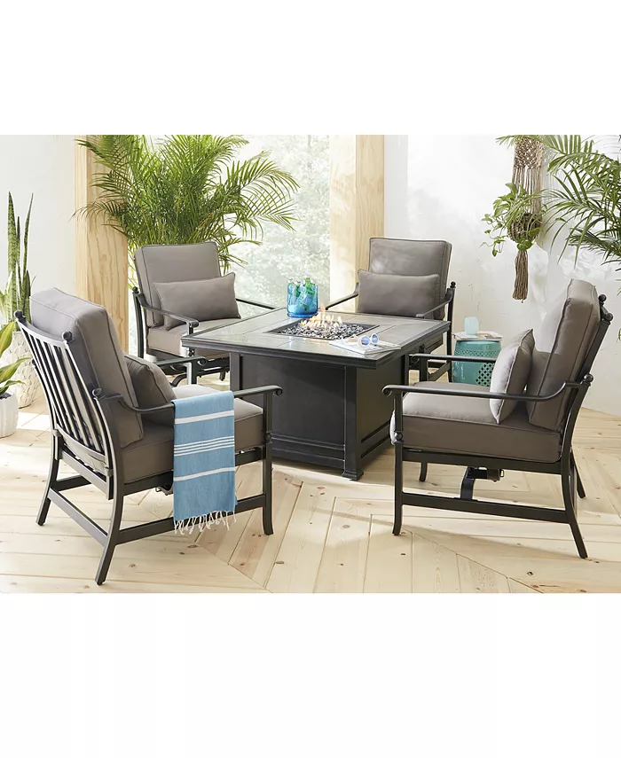 CLOSEOUT! Amsterdam Outdoor 5-Pc. Chat Set (1 Fire Pit & 4 Rocker Club Chairs), Created for Macy’s