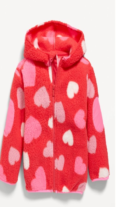 Unisex Printed Sherpa Zip-Front Hooded Jacket for Toddler