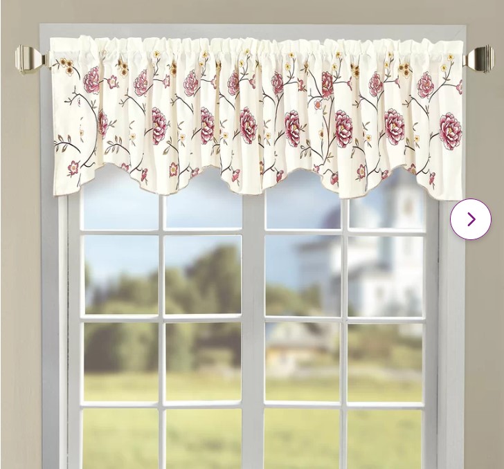 Ornellas Floral Scalloped 60” Window Valance