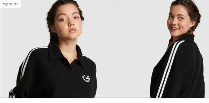 REVERSE FLEECE CROPPED POLO SWEATSHIRT