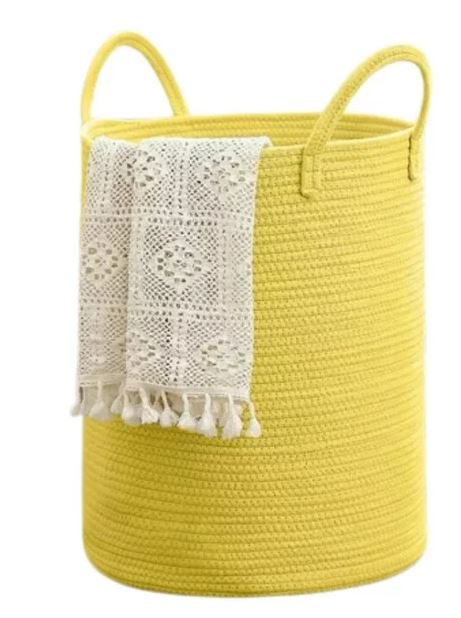 Large Cotton Basket,Woven Rope Laundry Hamper 18″ Height Tall Decorative Storage Laundry Basket for Baby Nursery or Living Room,Christmas Gift