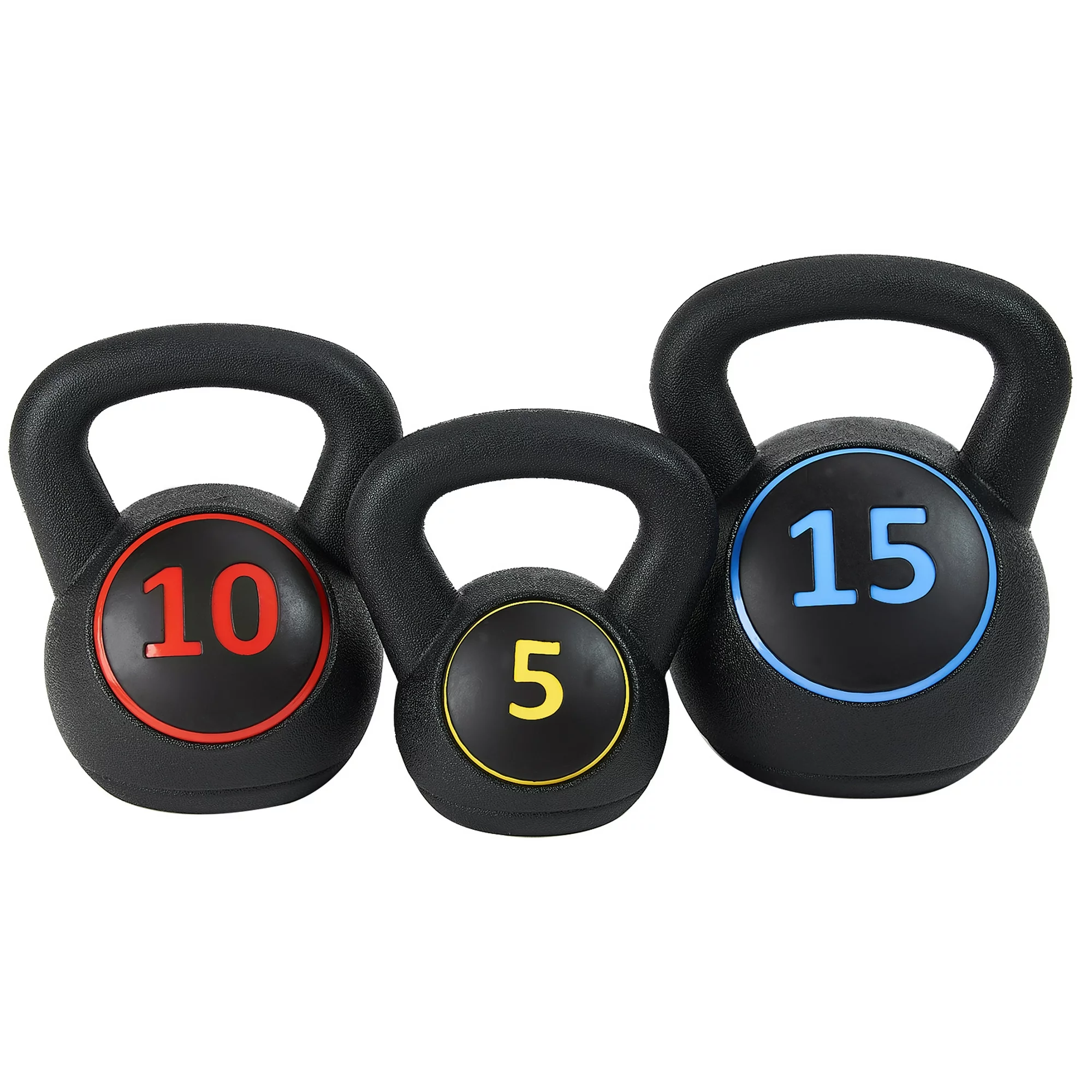 BalanceFrom Wide Grip Kettlebell Exercise Fitness Weight Set, 3-Pieces: 5lb, 10lb, and 15lb Kettlebells