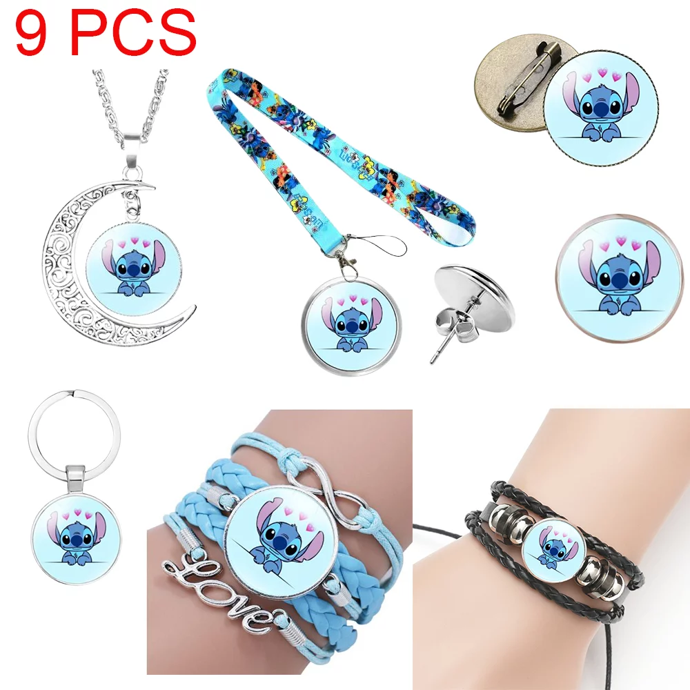 Stitch cartoon pattern time gem broocular chest chapter, girl’s stitch bracelet, a variety of Lilo & Stitch jewelry toys, children’s day gifts, birthday gifts