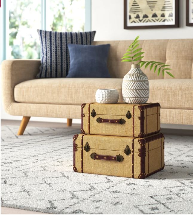 Hamachi 2 Piece Solid Wood Vintage Trunk