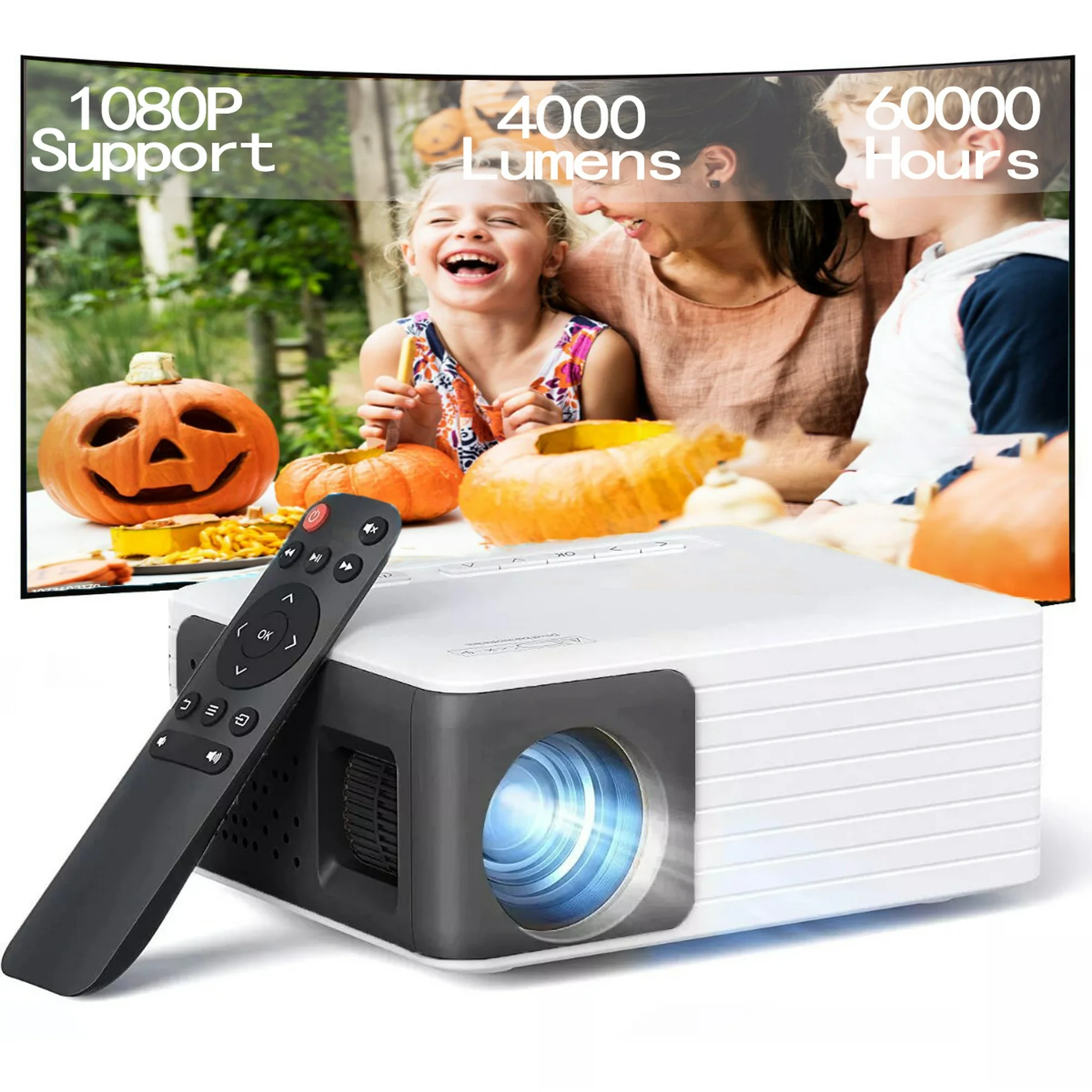 YOTON Mini Movie Projector 1080P Supported,Up to 120″ Screen 4000Lumens Home Theater, Compatible with PC/iOS /Android