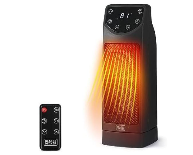 BLACK+DECKER Oscillating Space Heater, Portable Heater with Remote