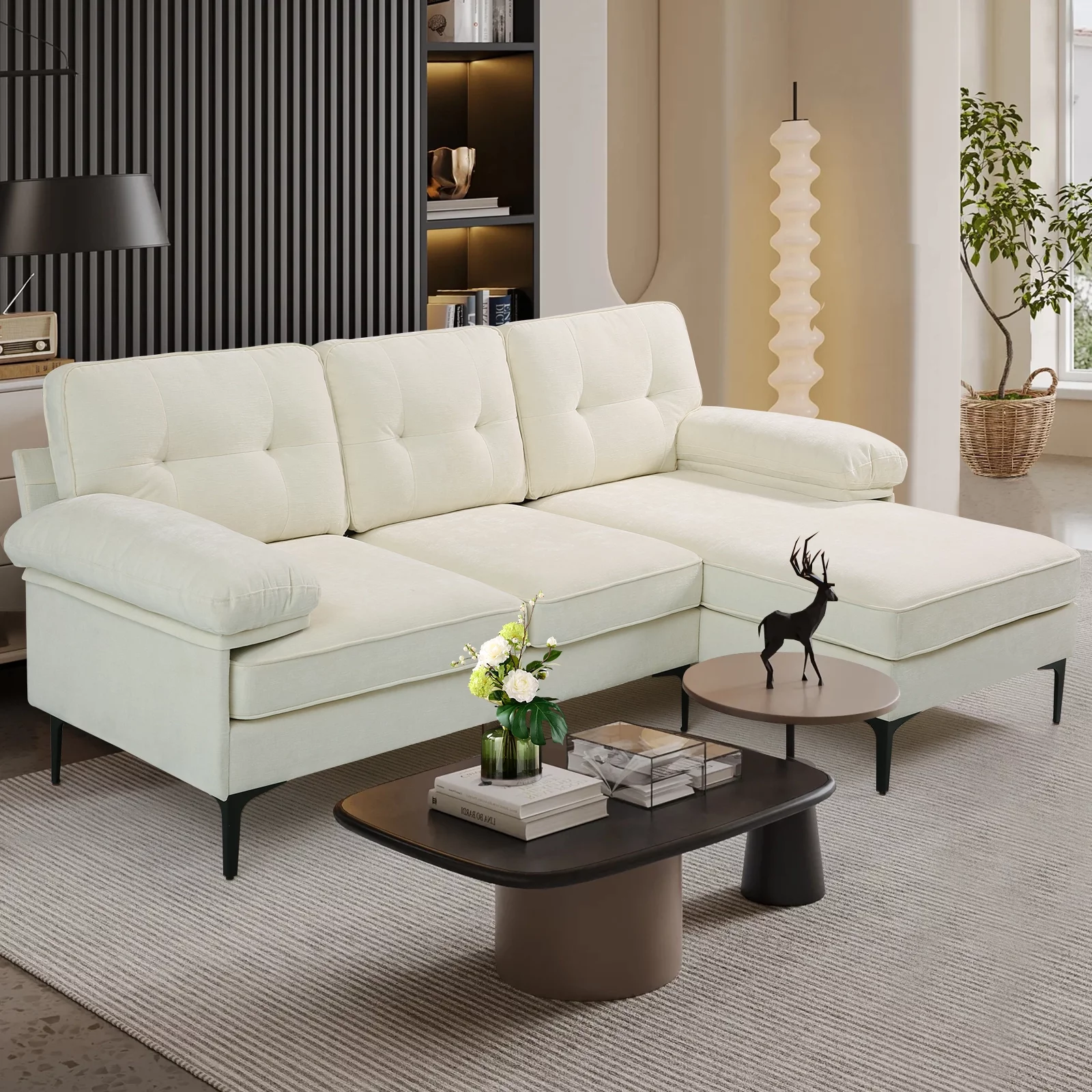 INGALIK Convertible Sectional Sofa Couch, Convertible L Shaped Couch
