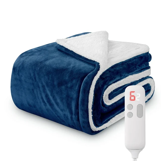MaxKare Electric Throw Blanket 50″x60″ Flannel & Sherpa Heated Blanket