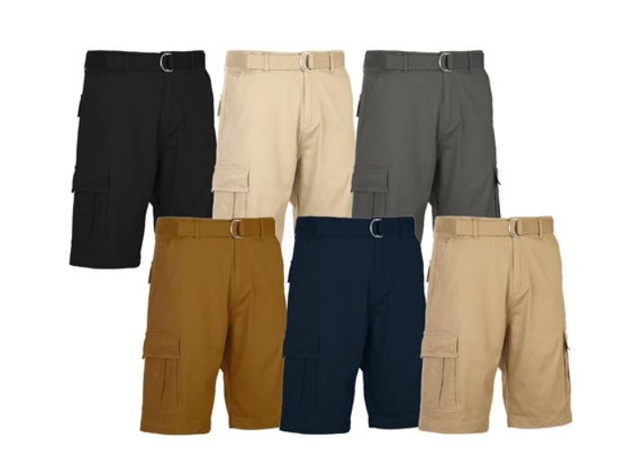 Blu Rock 3Pack Men’s Cotton Flex Stretch Cargo Shorts With Belt (Sizes