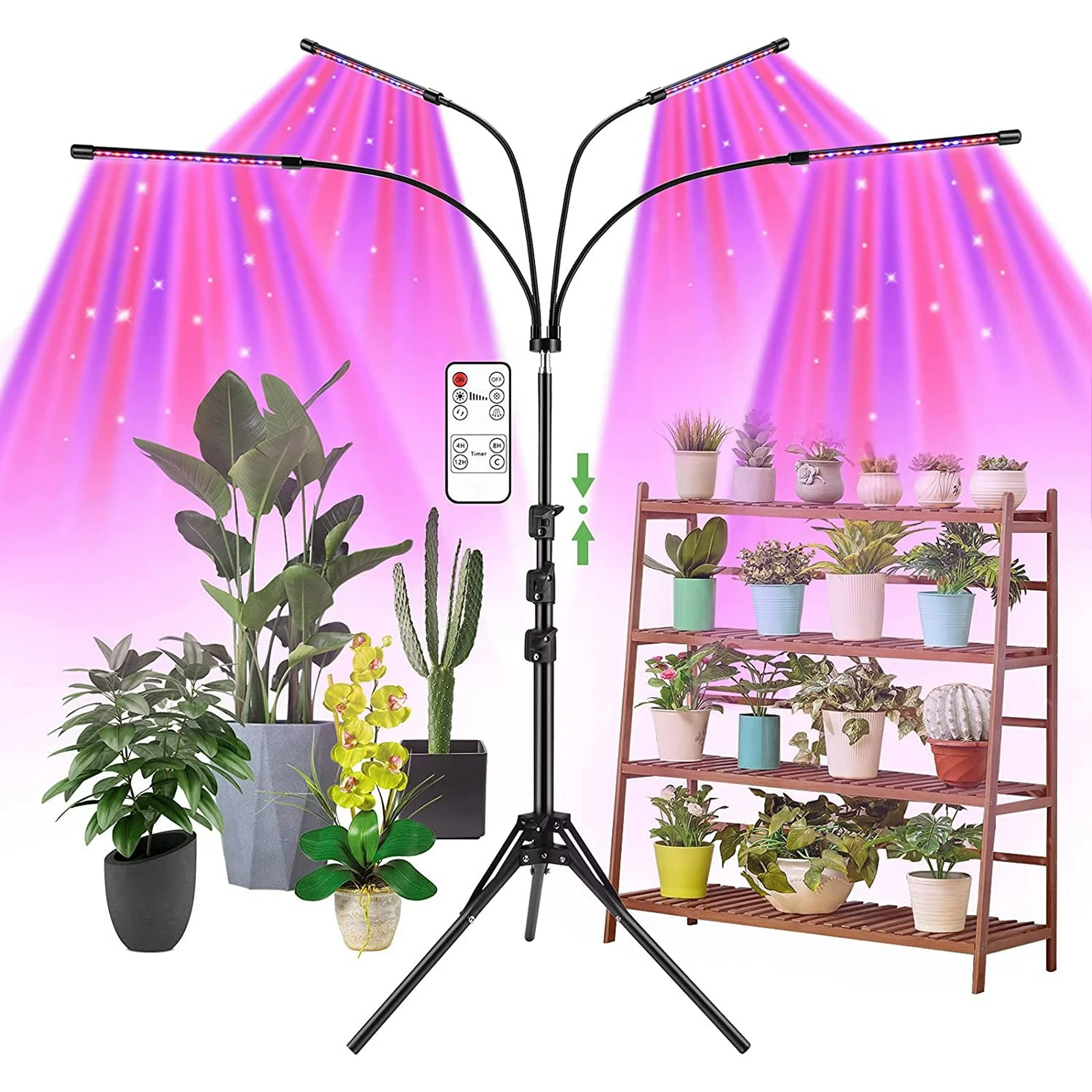 4Head LED Grow Light for Indoor Plants, Plant Light w/ Adjustable