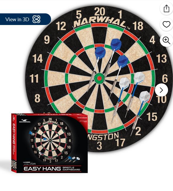 narwhal-kingston-official-size-bristle-dartboard-with-6-steel-tip-darts