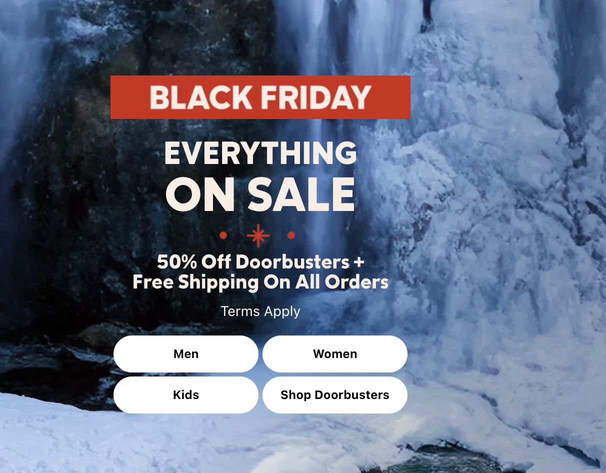 Columbia Black Friday Sale 50 off Doorbusters + Free shipping