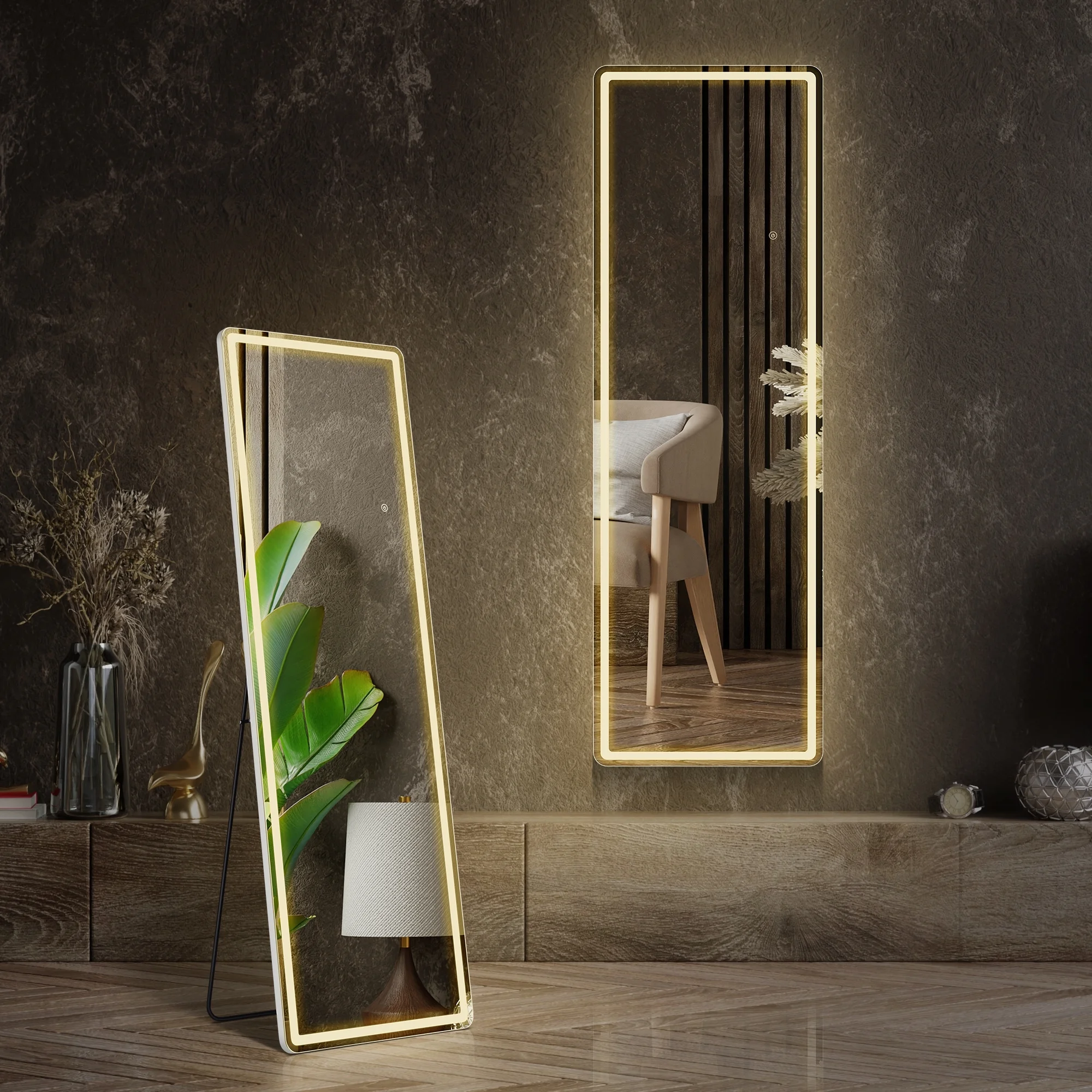 EDX Led Full Body Mirror 64″x 21″Rectangle Wall Mounted Free Standing Leaning for Home, White