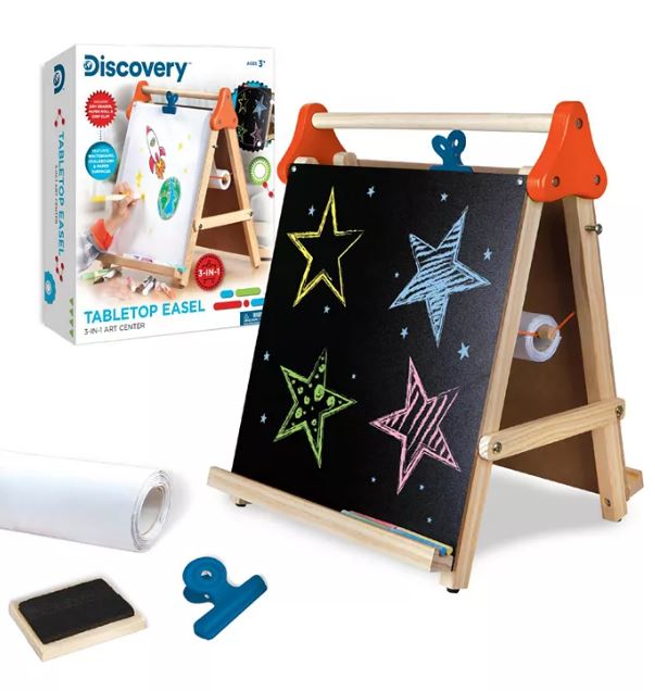 3-in-1 Tabletop Dry Erase Chalkboard Painting Art Easel, Wood Frame